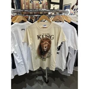 Vintage 90s African Lion The King Animal Nature Graphic T Shirt Size Small